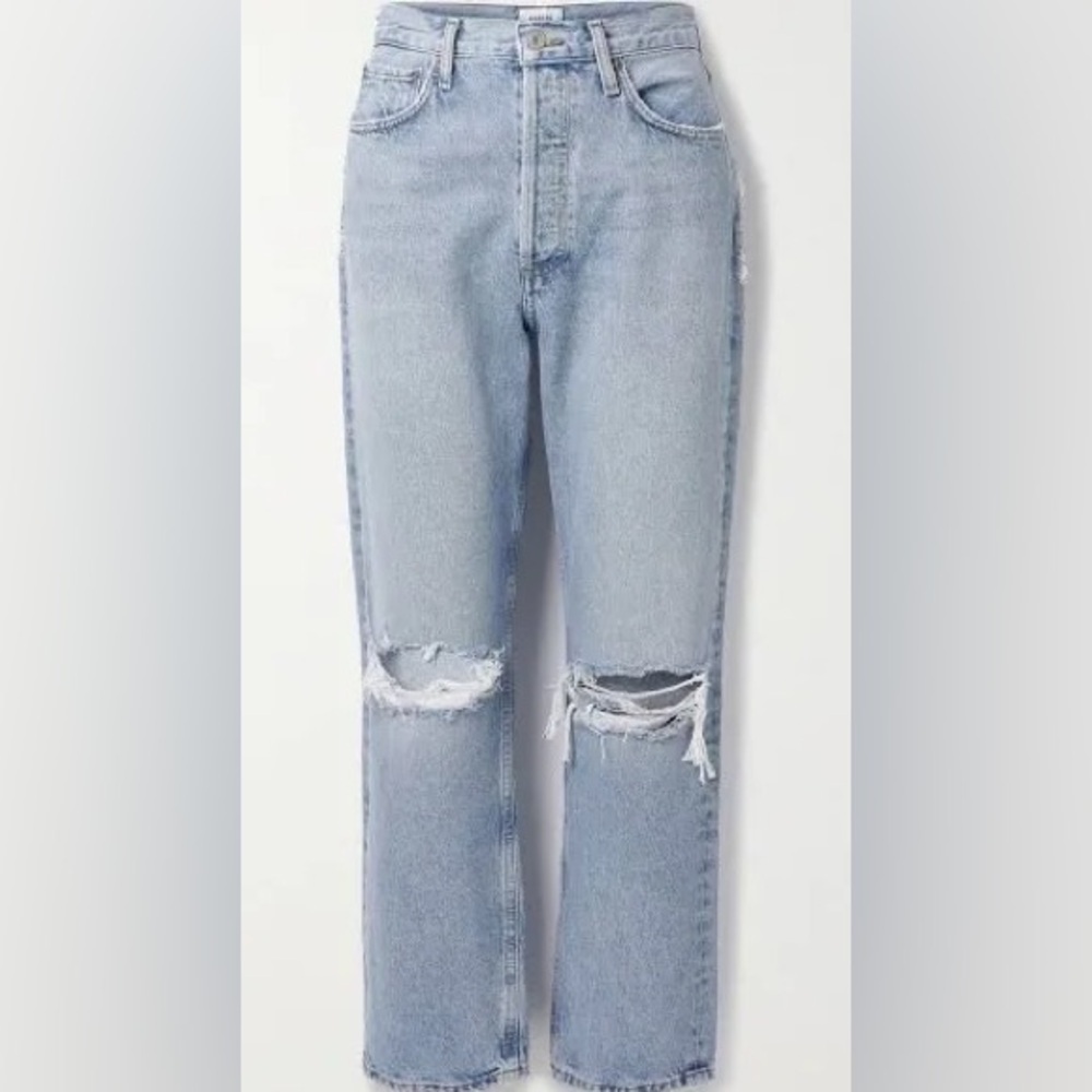 👖 AGOLDE Riley Ripped Lightwash Denim Jeans – Size 32